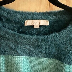LOFT Turquoise Fuzzy Knit Sweater